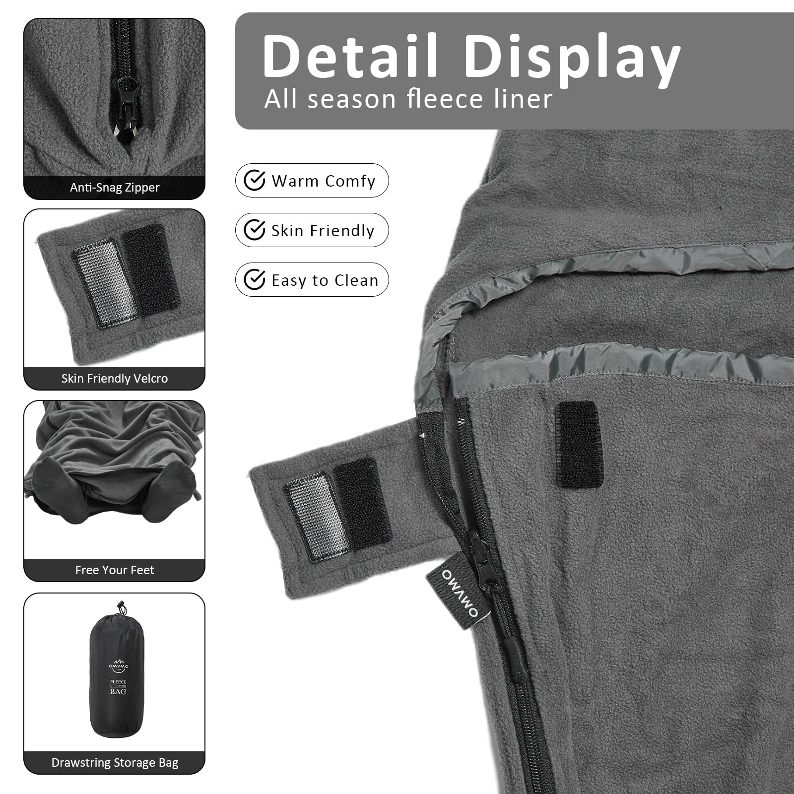 50°F Polar Fleece Mummy Sleeping Bag Liner for Adults - Adds 12°F Warmth to Sleeping Bags | Lightweight Travel Sheet for Camping, Hiking & Hotel Use | Machine Washable & Compact for Outdoor Adventures
