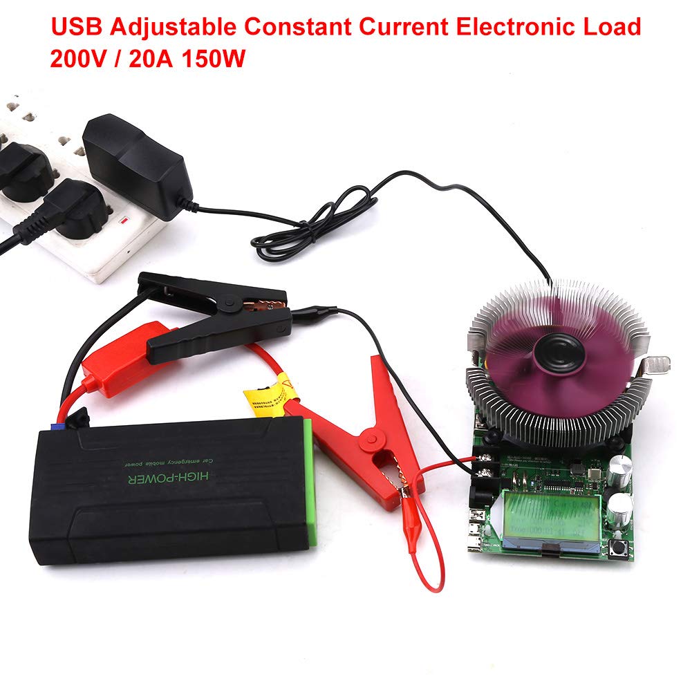 150W 200V 20A USB Adjustable Electronic Load Battery Tester - Constant Current Discharge Capacity Tester Module for Li-ion/NiMH/Pb Batteries - Perfect for RC Cars, Solar Power Systems & DIY Electronics Projects