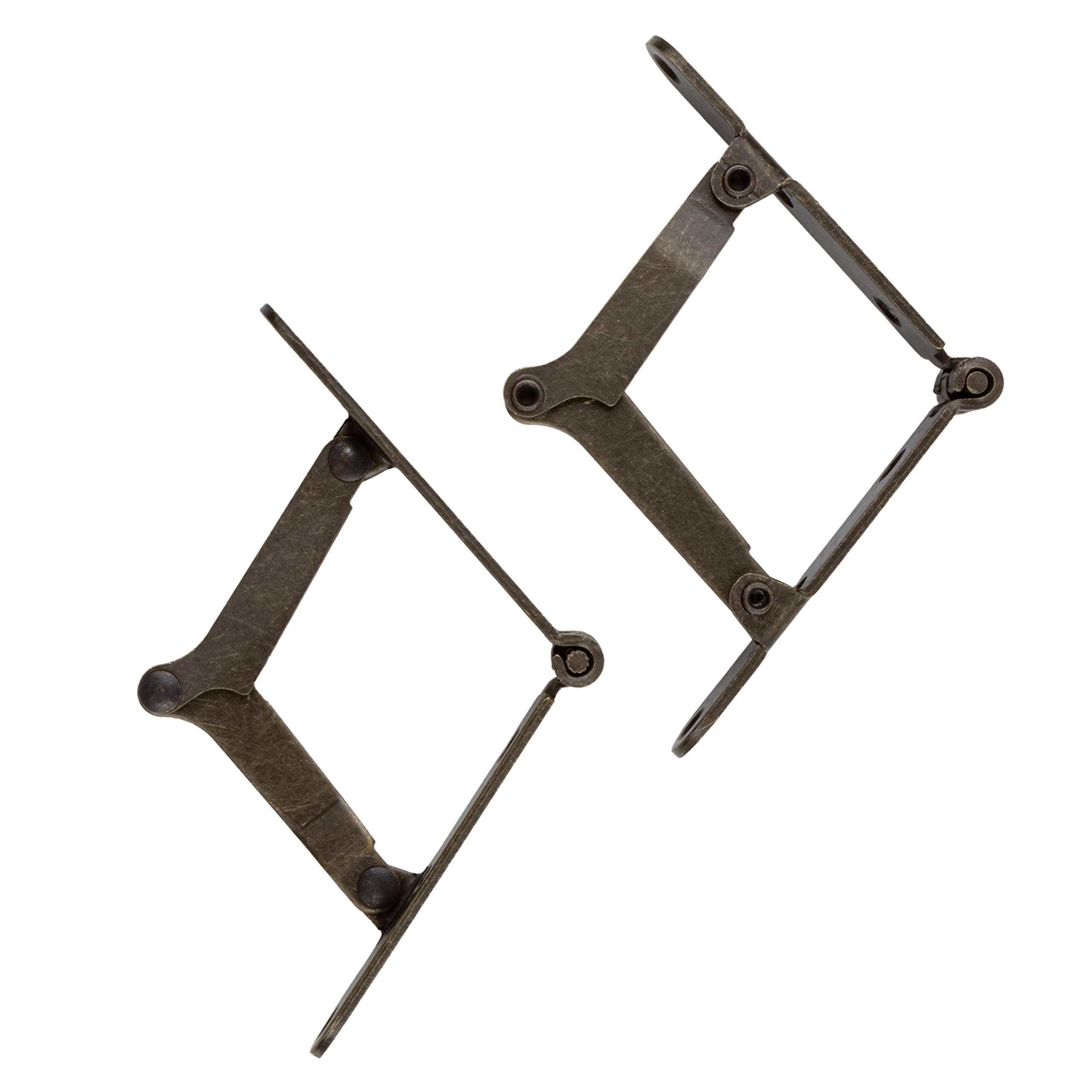 Antique Brass Plated Drop Front Desk Hinge - Pack of 2 - 180 Degree Opening - Slant Top Desk Lid Hinges (UA-250-HAB) - Perfect for Vintage Writing Desks, Secretary Desks & Home Office Furniture Restoration