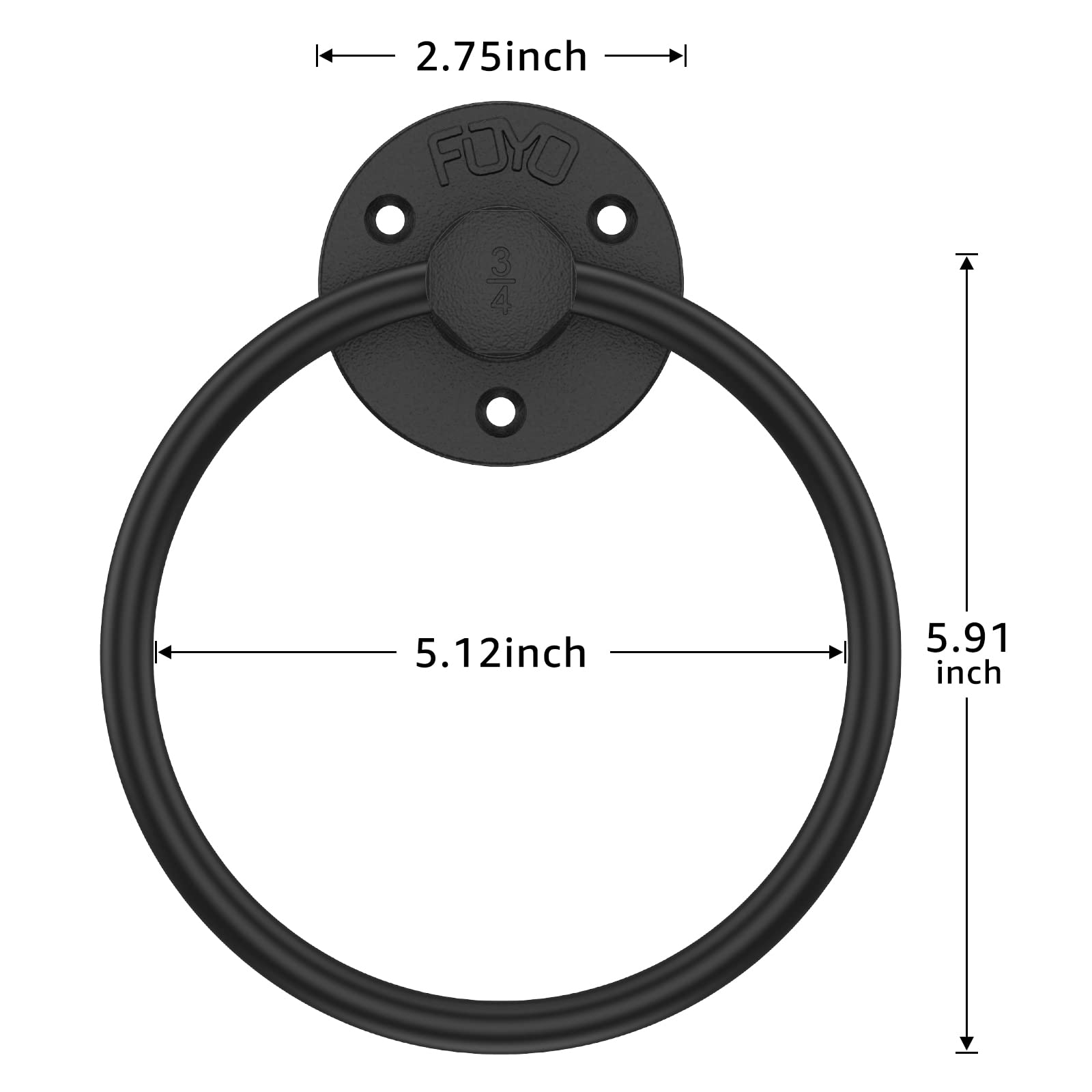**Licperron Matte Black Industrial Towel Rings - Wall Mounted Hand Towel Holder for Bathroom, Kitchen & Laundry Room (1 Pack) - Durable & Stylish Bathroom Accessory**
