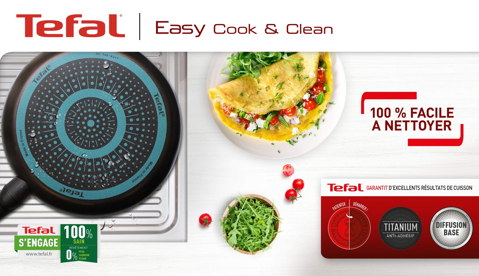 Tefal Easy Cook and Clean 34cm Nonstick Crepe Pan with Pebble Dispenser - Perfect for Breakfast, Desserts & French Cuisine