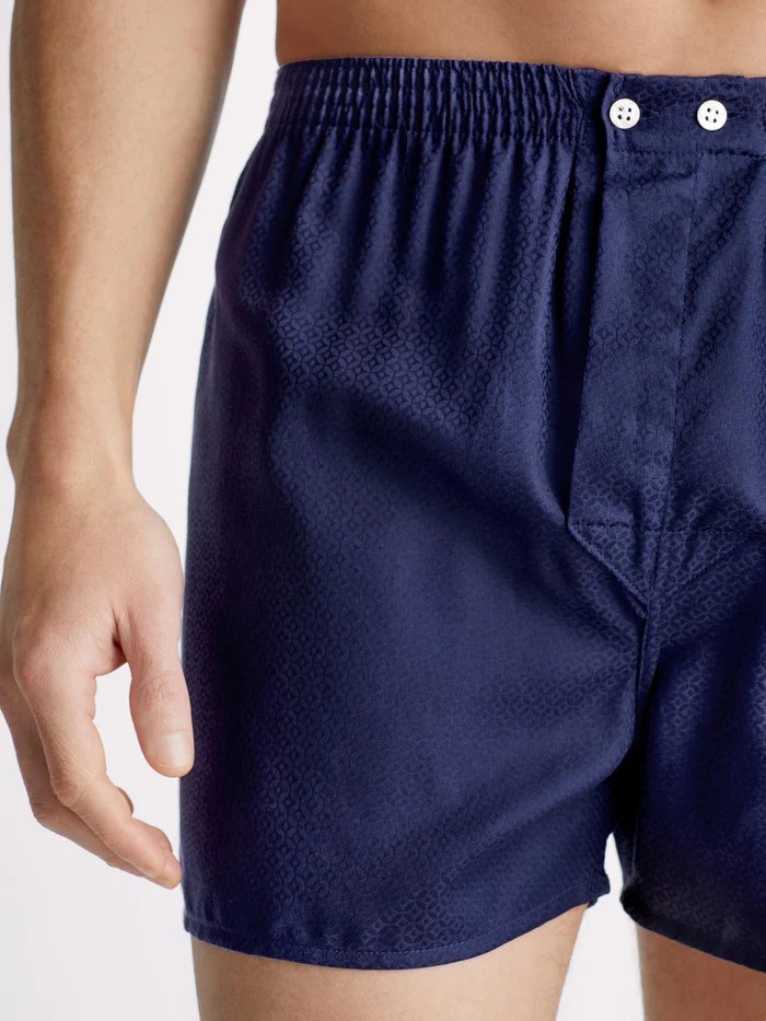 DEREK ROSE Lomard 6-Pack Cotton Boxer Briefs for Men - Soft Breathable Underwear in Navy Blue | Perfect for Everyday Wear, Gym & Sleep