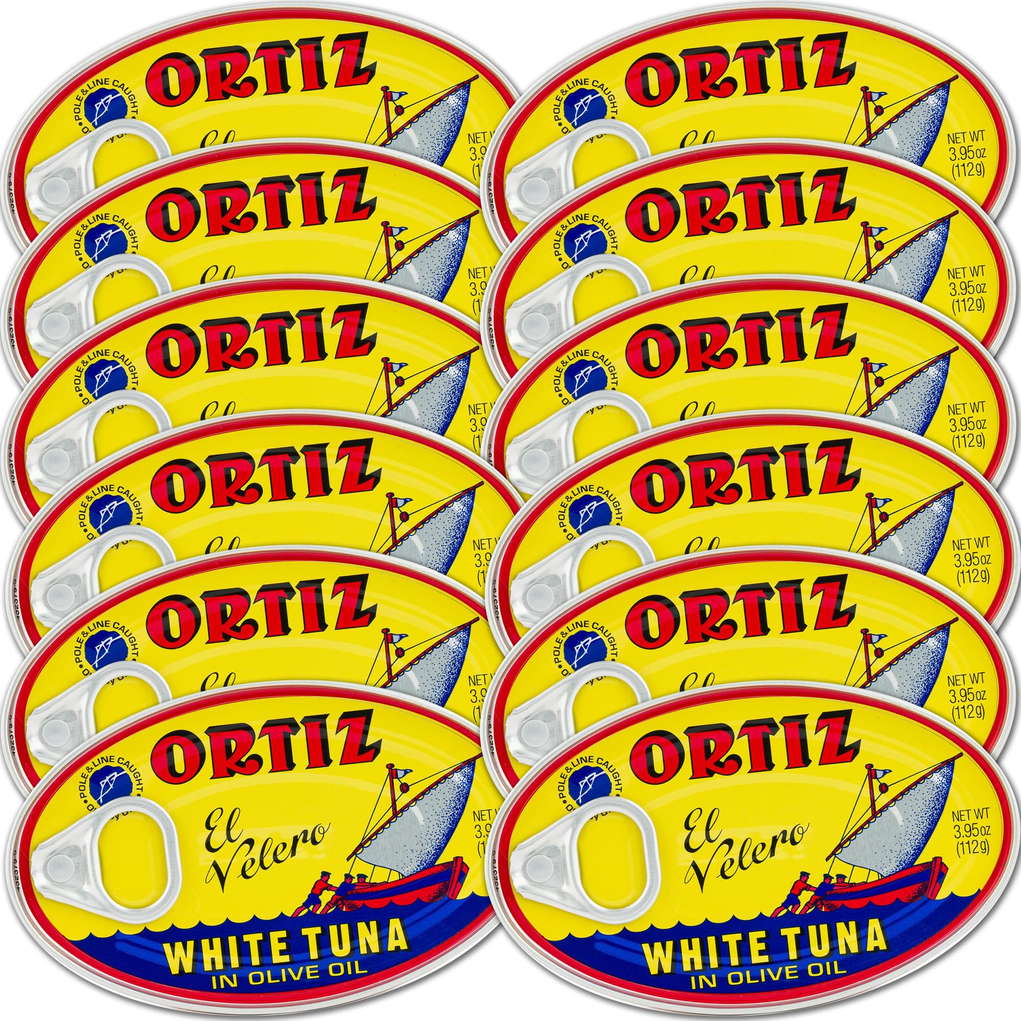 Premium Ortiz White Tuna in Olive Oil - Wild Caught Spanish Albacore, High Protein & Omega-3, Tender Slices for Salads, Pasta & Sandwiches (No Mayo Needed) - 3.95oz Cans (Pack of 12) | Perfect for Healthy Lunches, Quick Meals & Gourmet Recipes