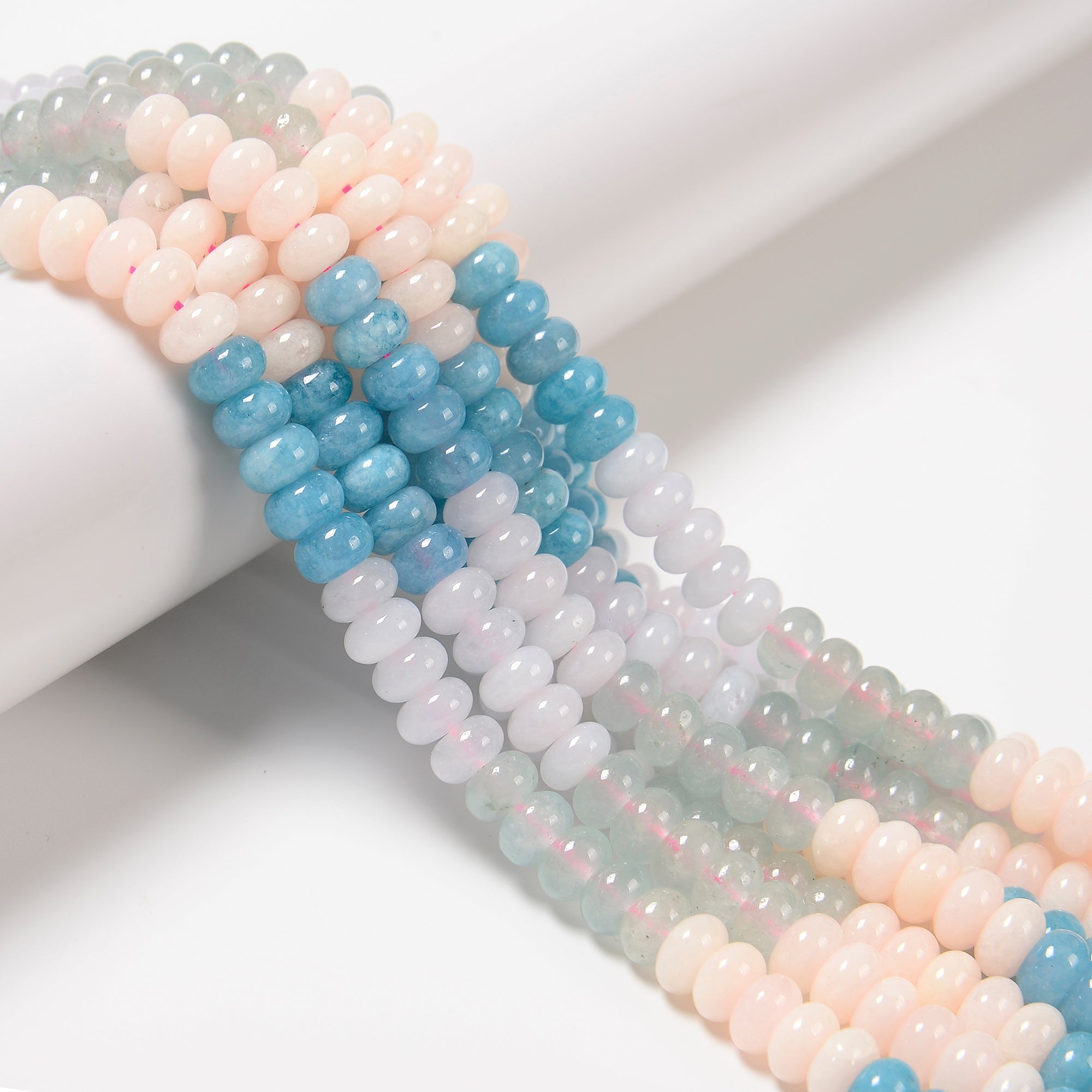 Natural Multi-Color Dyed Jade Smooth Rondelle Beads 5x8mm - 15.5 Inch Strand for Jewelry Making, DIY Bracelets & Necklace Designs - Perfect for Beading, Craft Projects & Gift Making