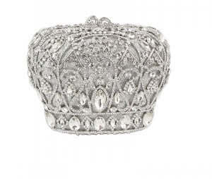 Sparkling Silver Rhinestone Crown Clutch Evening Bag for Women - Elegant Wedding, Prom, Party, and Formal Event Accessory