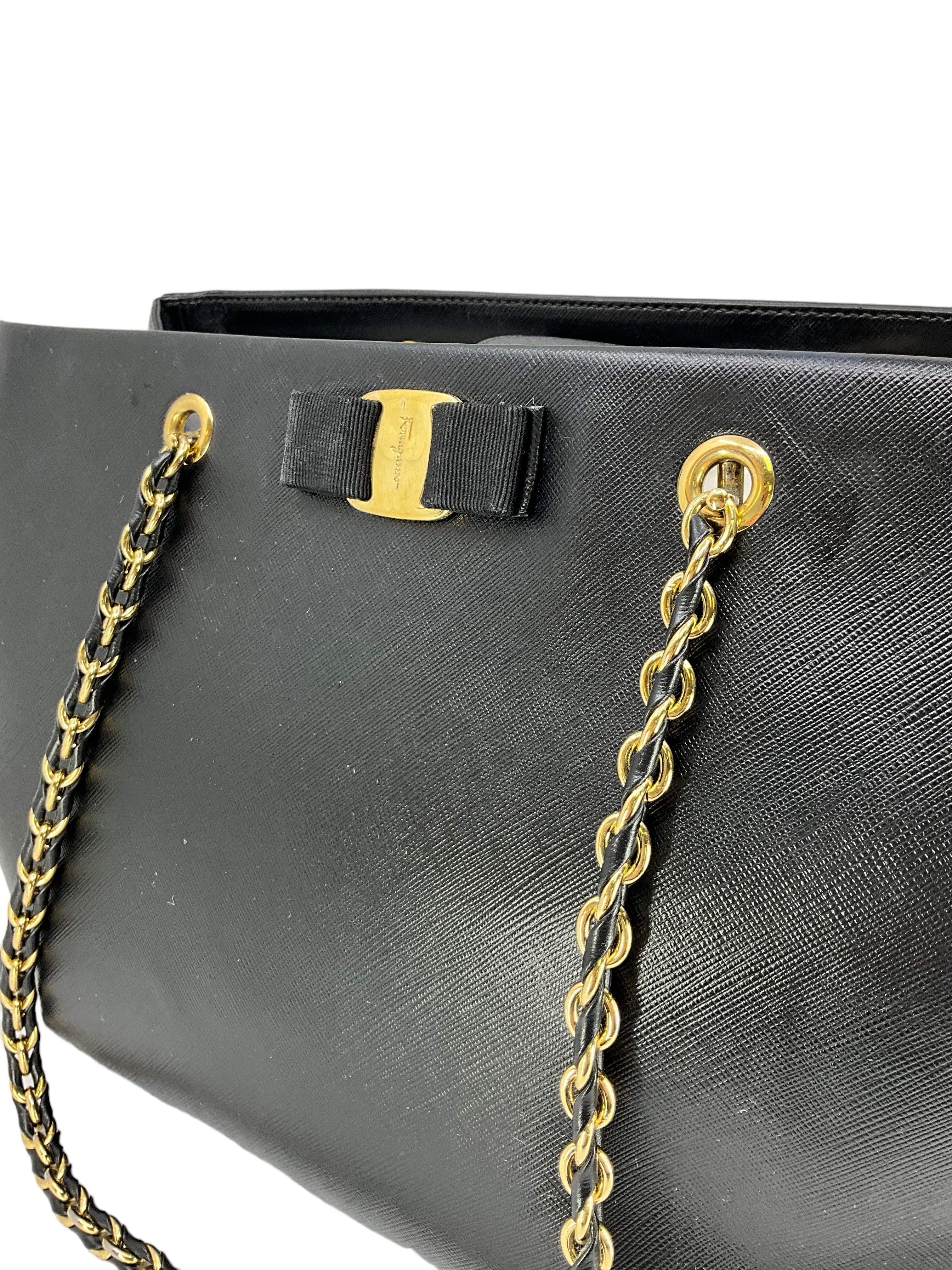 Salvatore Ferragamo Saffiano Leather Melike Vara Bow Bag for Women | Luxury Designer Handbag | Perfect for Work, Evening Events & Special Occasions