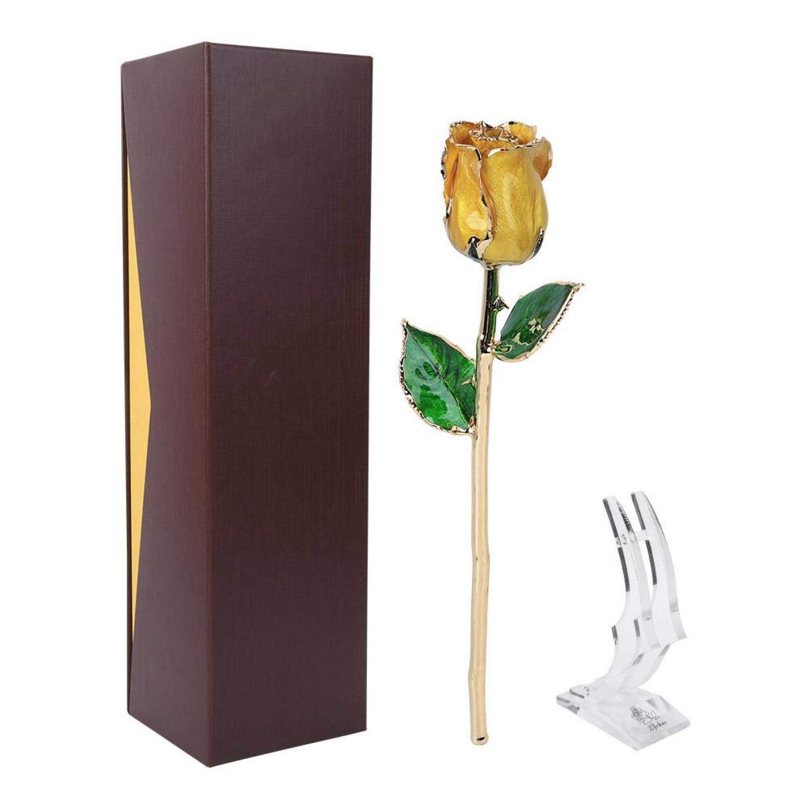 Taidda Realistic Gold Rose Flower - Elegant Home & Office Desk Decor, Romantic Gift for Lovers, Anniversary & Valentine's Day (Perfect for Wedding Centerpieces, Tabletop Displays & Luxury Home Decor)