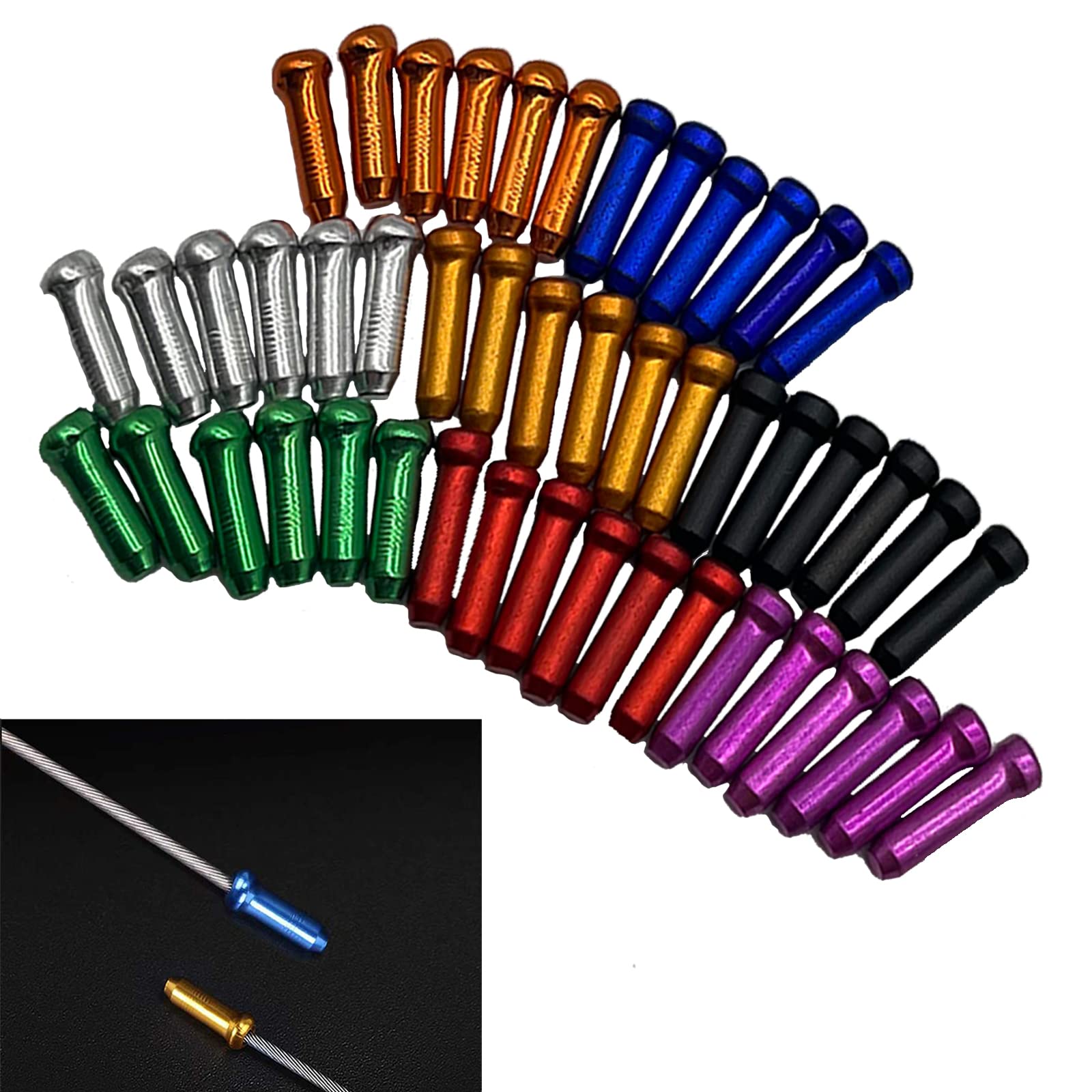 TEGGX-C 64PC Bike Brake Cable End Caps - 8 Colors for Road & Mountain Bicycles | Durable Shifting Cable End Crimps | Essential Bike Accessories & Parts for Smooth Cycling Performance | Perfect for DIY Bike Maintenance & Professional Repairs