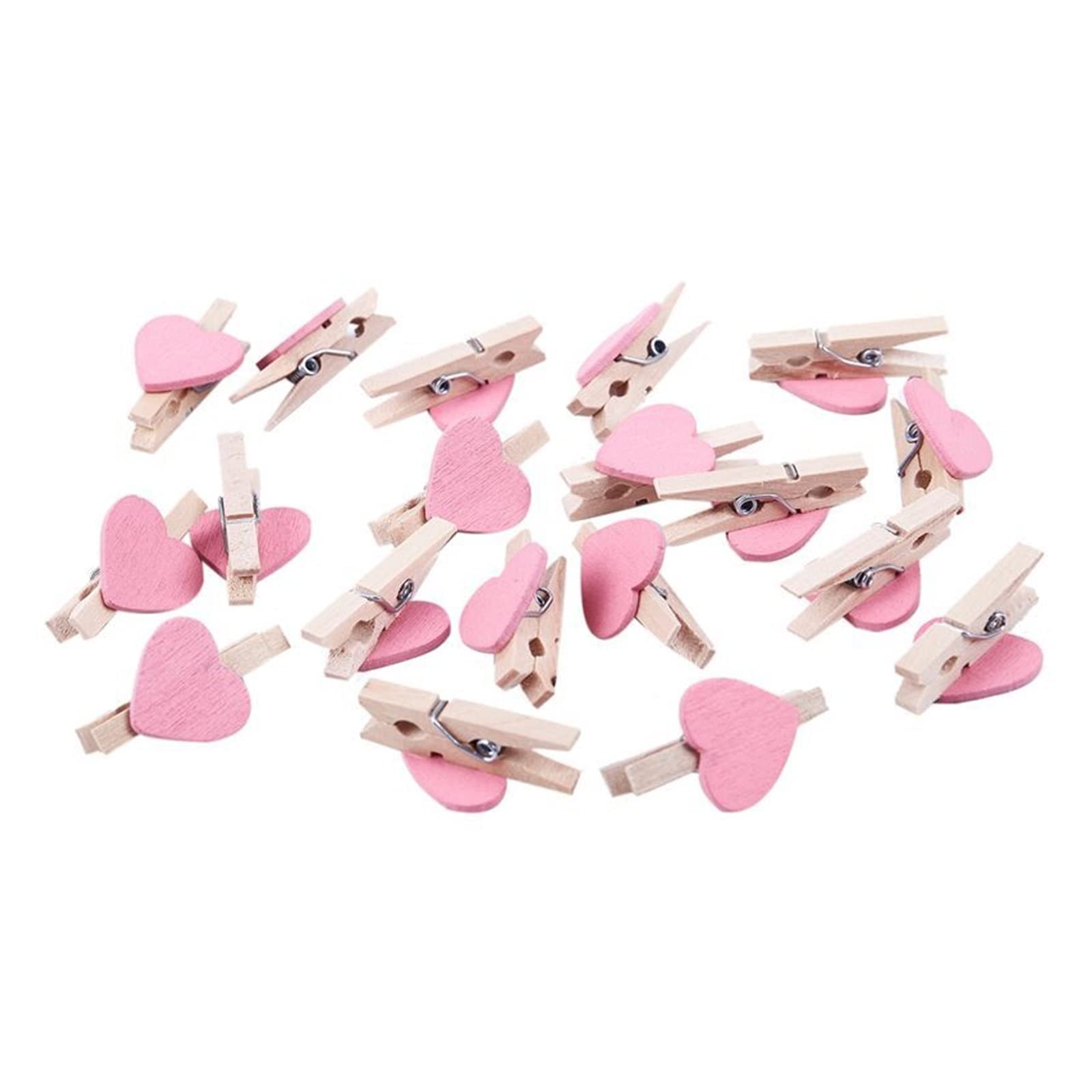 Mini Heart-Shaped Wooden Clips - 20 Pcs Pink Photo Holders for Scrapbooking, Card Display & Home Decor (3cm) - Perfect for DIY Crafts, Wedding Invitations & Memory Albums