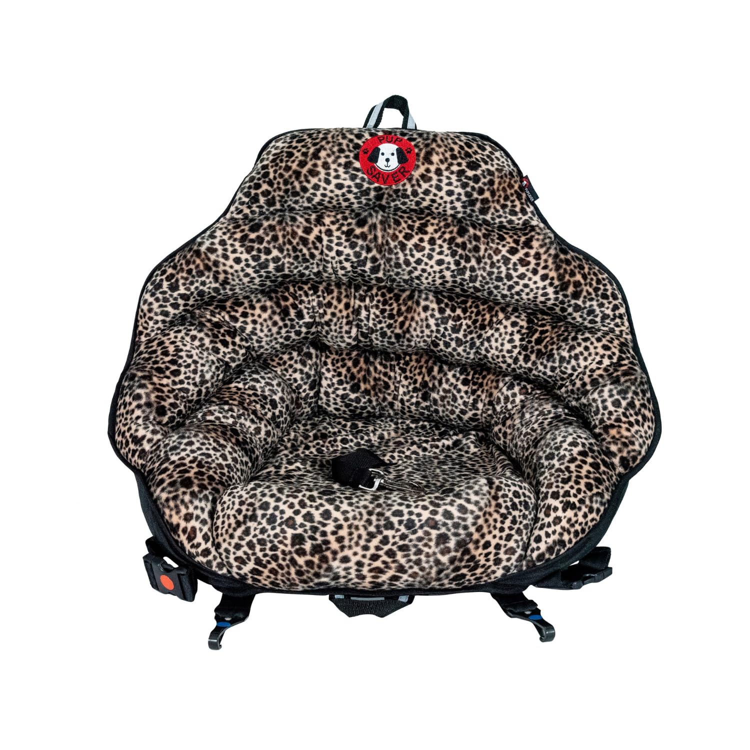 PupSaver Dog Car Seat for Small & Medium Dogs | Travel Booster Pet Seat with Seat Belt Harness | Crash-Tested Safety Dog Bed for Cars | Up to 30lbs | Leopard Print with Black Trim | Perfect for Road Trips & Daily Commutes