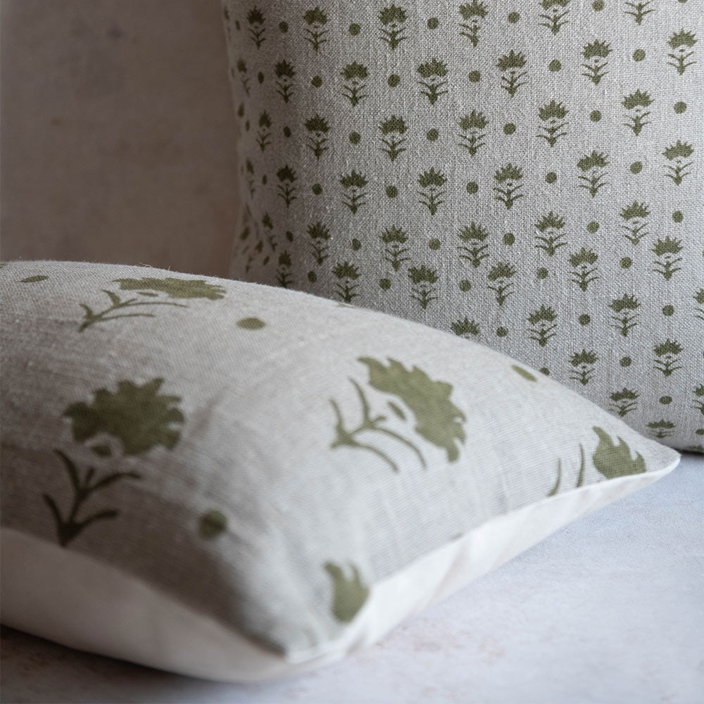 Handmade Linen Block Printed Pillow Cover No. 0228 - Bohemian Home Decor for Living Room, Bedroom & Sofa