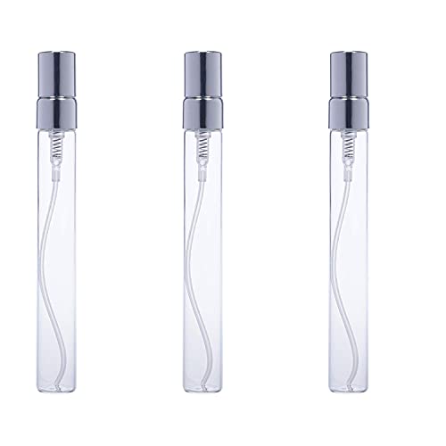 20ml Empty Clear Glass Perfume Spray Bottles with Metal Pump - Pack of 3 (Silver) | Refillable Travel Size Bottles for Fragrance, Essential Oils & DIY Cosmetics | Perfect for Home, Office & Gym Use