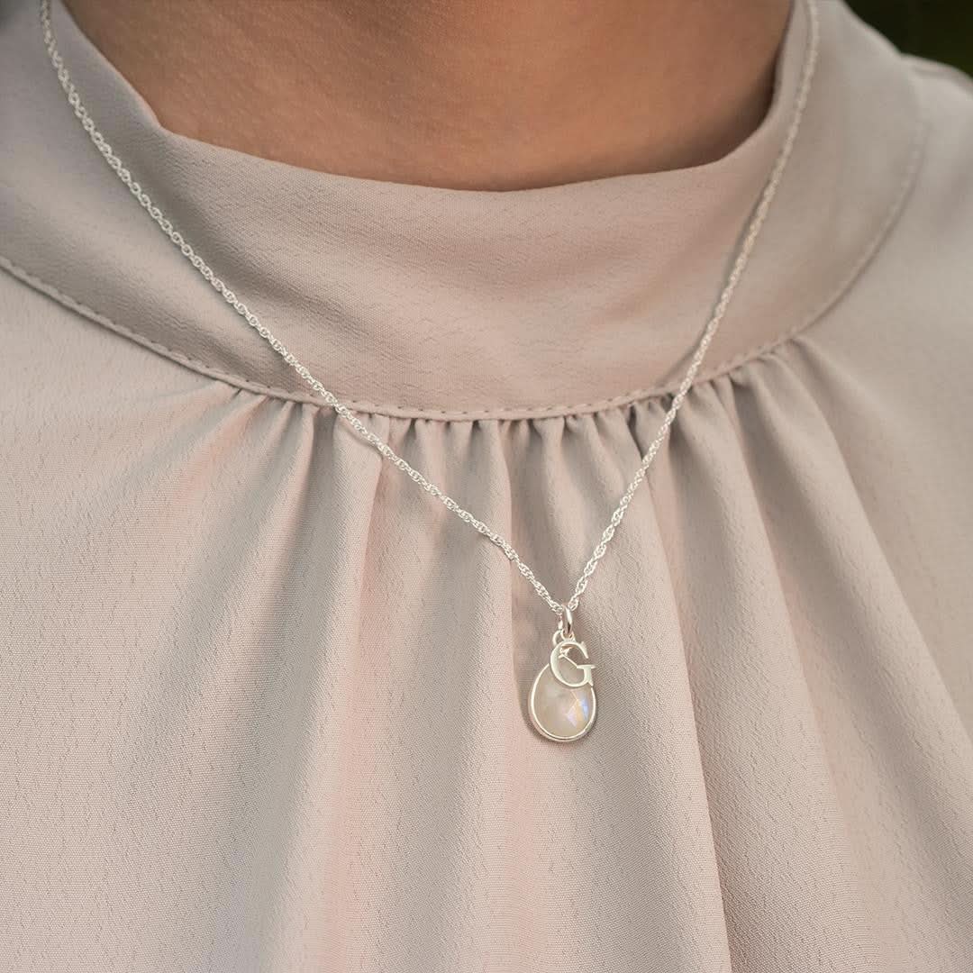 Moonstone Charm Necklace in Sterling Silver - June Birthstone Jewelry for Women | Perfect Gift for Birthday, Anniversary & Special Occasions