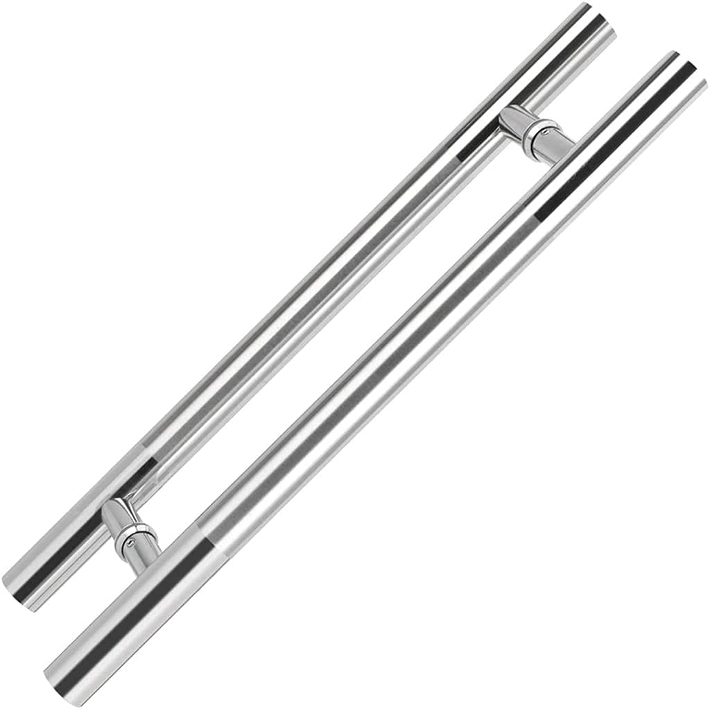 Stainless Steel Barn Door Handles - Heavy Duty Push Pull Handles for Wood & Glass Doors - 120x90cm Silver - Rustproof & Durable for Indoor/Outdoor Use - Perfect for Modern Farmhouse, Office & Sliding Door Installation