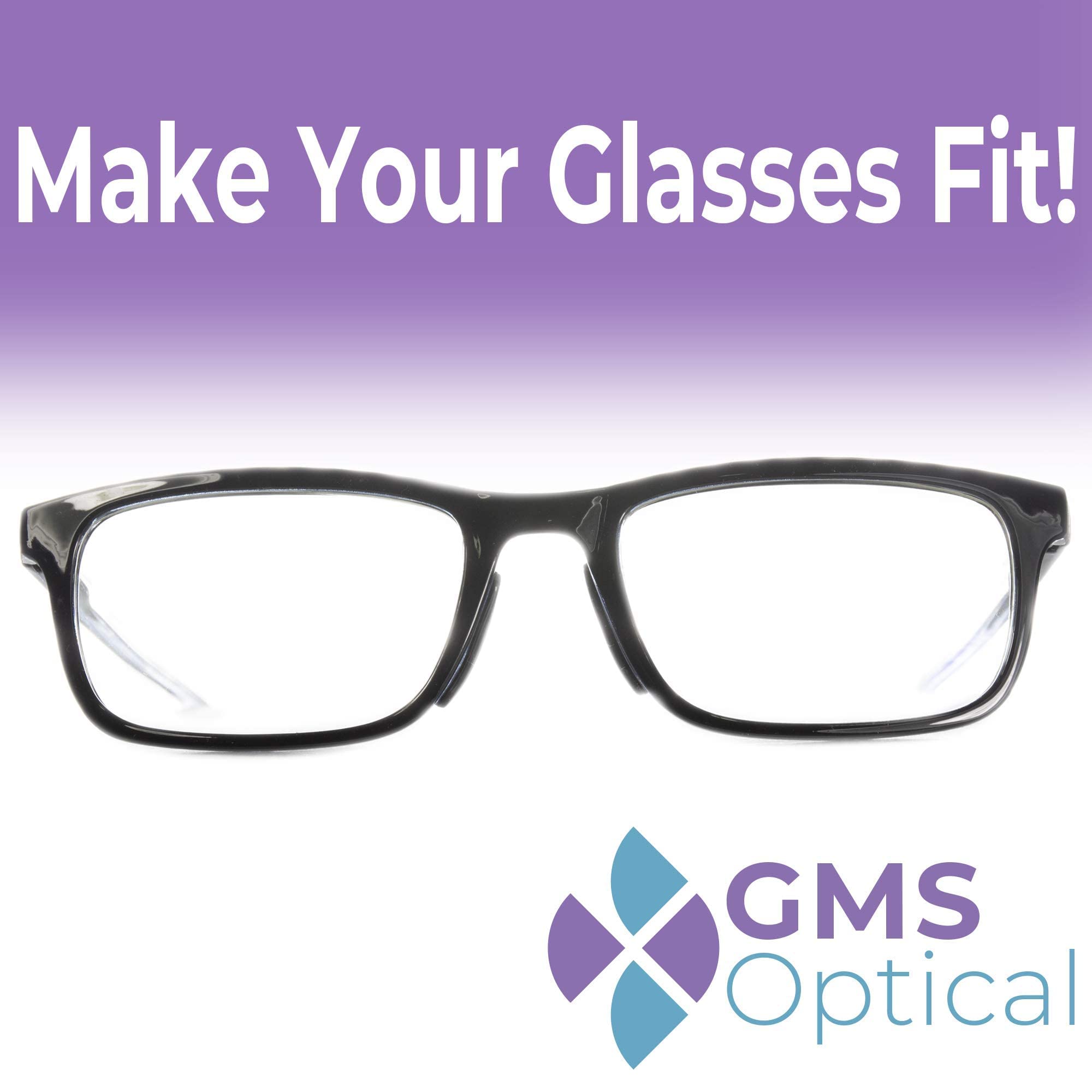 GMS Optical Anti-Slip Silicone Nose Pads for Glasses - 2.5mm Thick, 19mm Long, Super Sticky Backing, Contoured Design (5 Pairs, Black) | Perfect for Eyeglasses, Sunglasses & Reading Glasses - Comfortable All-Day Wear for Work, Driving & Outdoor Activities