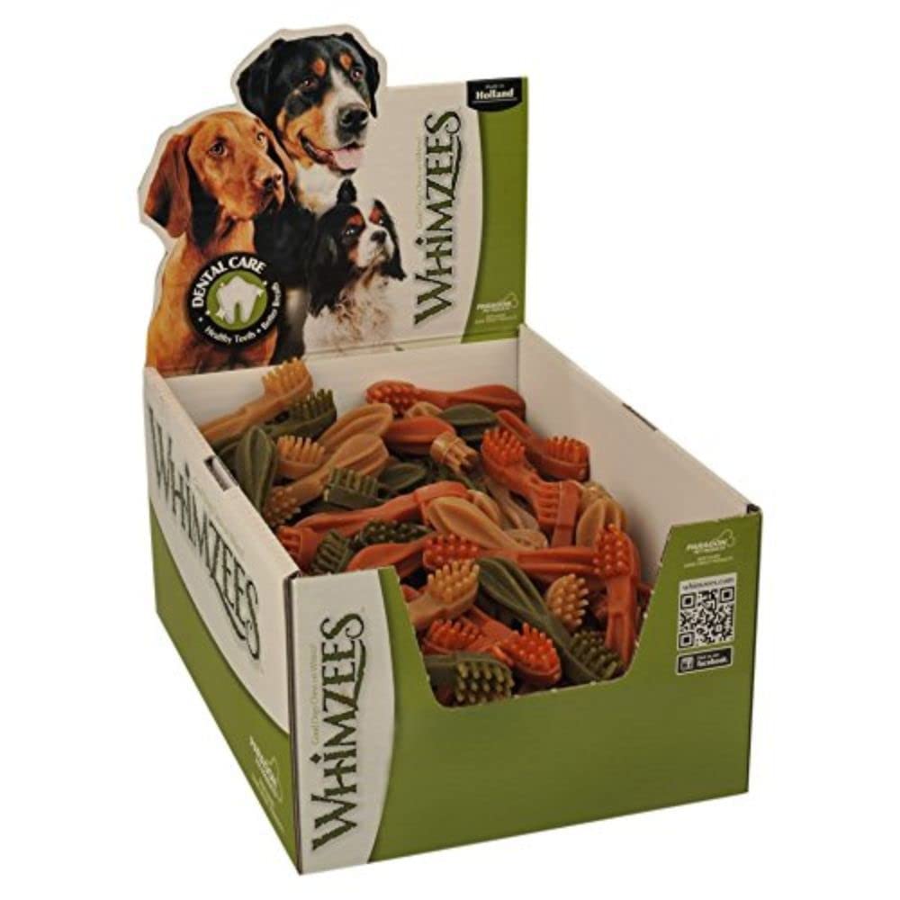 Whimzees Natural Dog Dental Chews - Medium Size 11cm Toothbrush Treats for Dogs - Promotes Oral Health & Fresh Breath - Perfect for Daily Teeth Cleaning & Playtime
