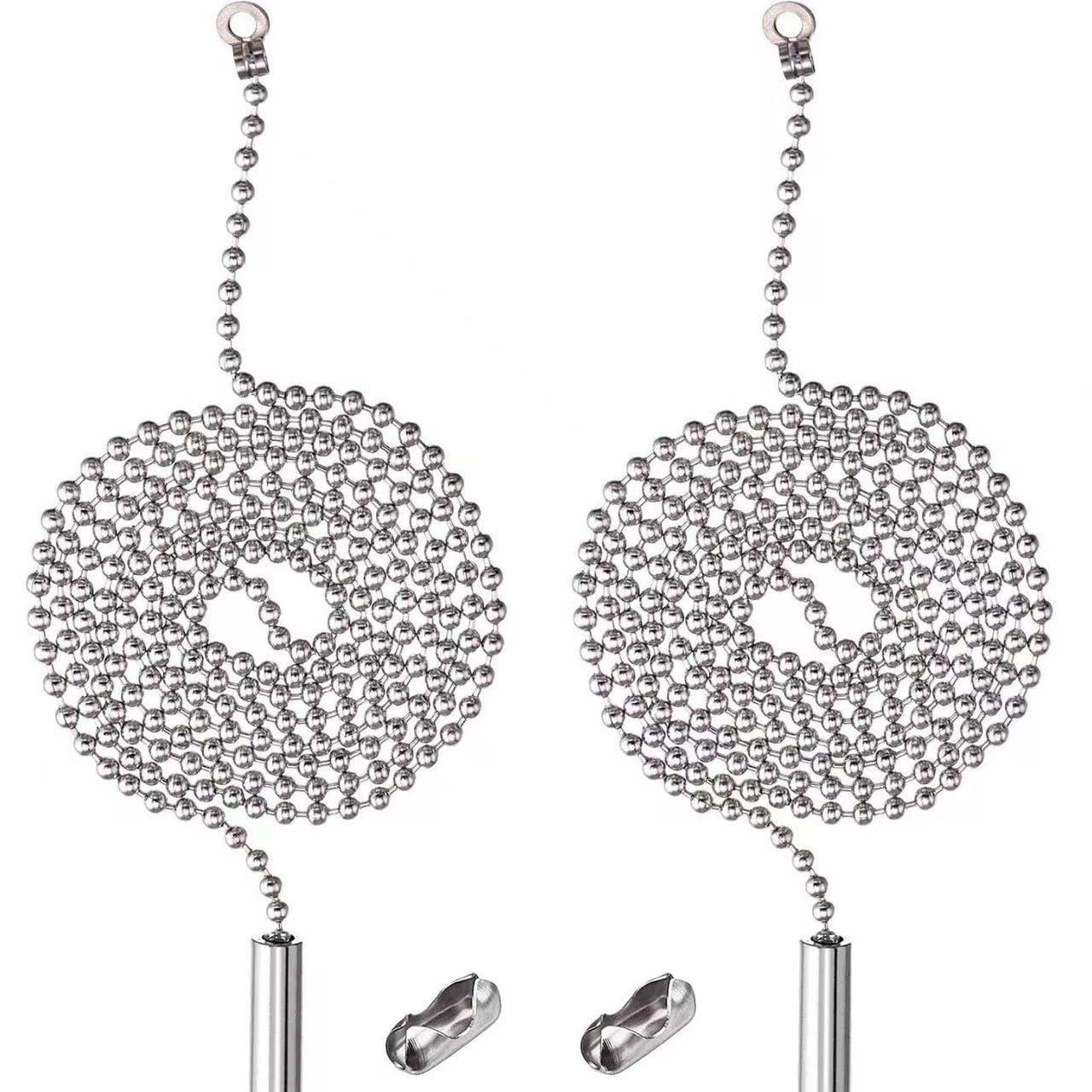 2 Pack Stainless Steel Pull Chain Extender for Ceiling Fan Light - 1 Meter Length with Connector | Durable 304 Stainless Steel Switch Chain Extension | Perfect for Hard-to-Reach Ceiling Lights & Fixtures