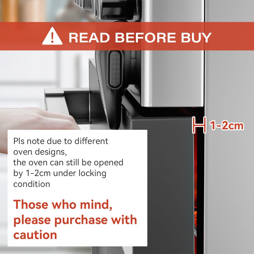 EUDEMON Childproof Oven Door Lock - 1 Pack Heat-Resistant Safety Latch for Flat Surface Ovens, No Tools or Drilling Required (Black) - Perfect for Baby Proofing Kitchen & Preventing Accidental Oven Openings