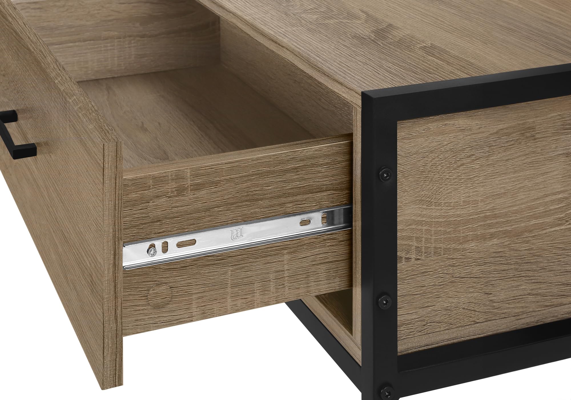Monarch Specialties I 2876 48-inch TV Stand with Storage Drawer - Brown & Black Laminate & Metal Media Console for Living Room & Bedroom - Perfect for Entertainment Centers & Home Theater Setups
