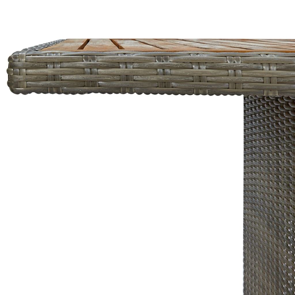 Outdoor Patio Table - Brown Poly Rattan & Solid Acacia Wood Garden Table for Deck, Lawn, Backyard, Terrace | Perfect for Dining, Entertaining & Relaxing Outdoors