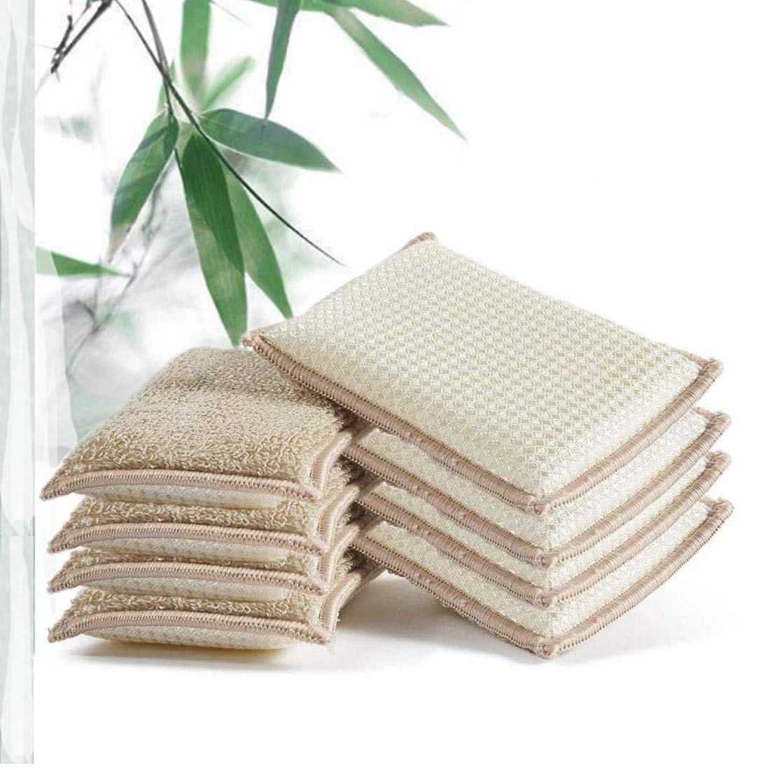 **JEBBIAS Natural Bamboo Sponges for Kitchen Cleaning - Eco-Friendly, Reusable & Absorbent Dish Washing Sponges (8 Pack, Beige) - Perfect for Dishes, Countertops & Non-Stick Cookware**