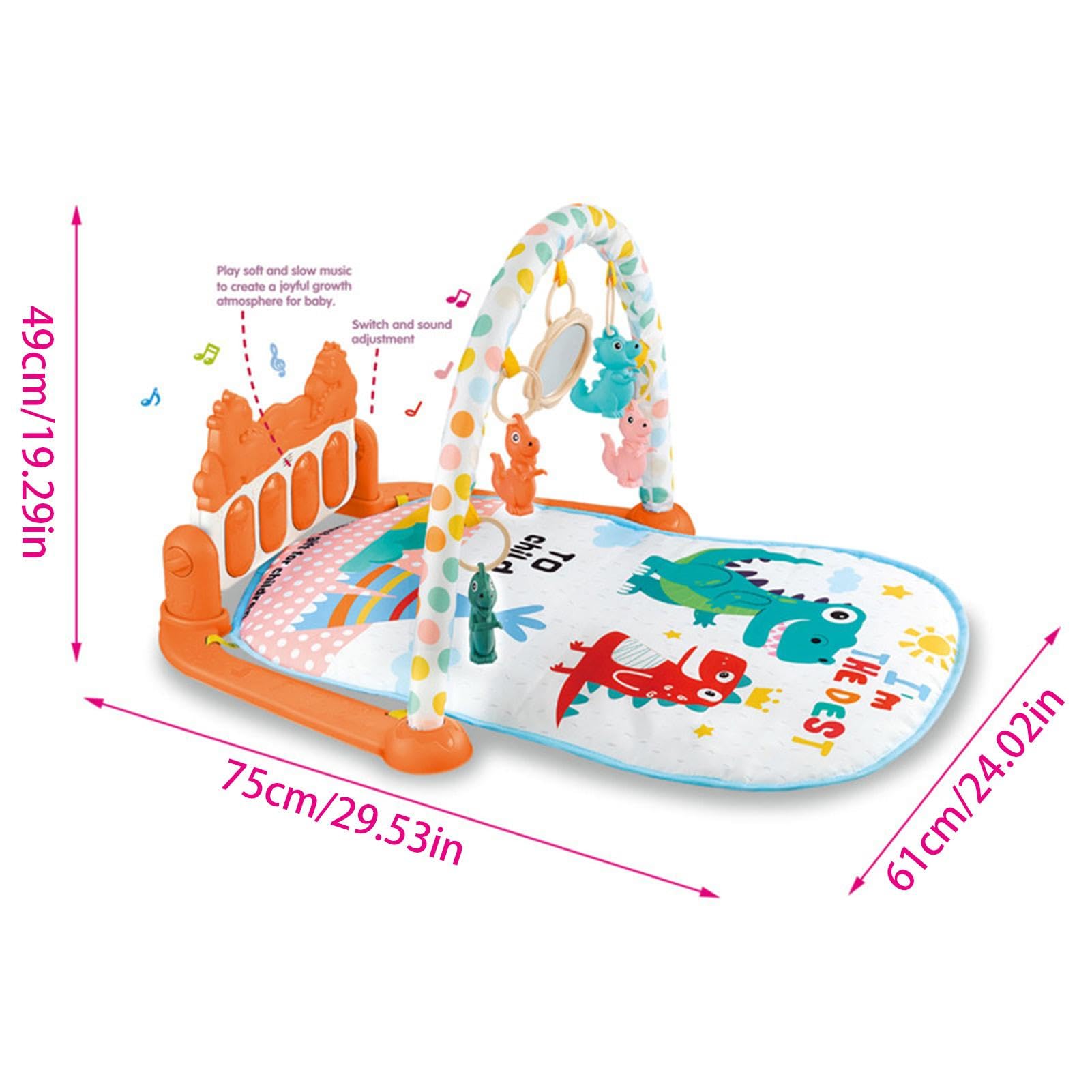 Non-Toxic Baby Activity Play Mat for Toddlers - Soft Floor Playmat with Visual & Hearing Stimulation for Kicking, Stepping & Sensory Development | Perfect for Nursery, Playroom & Daycare