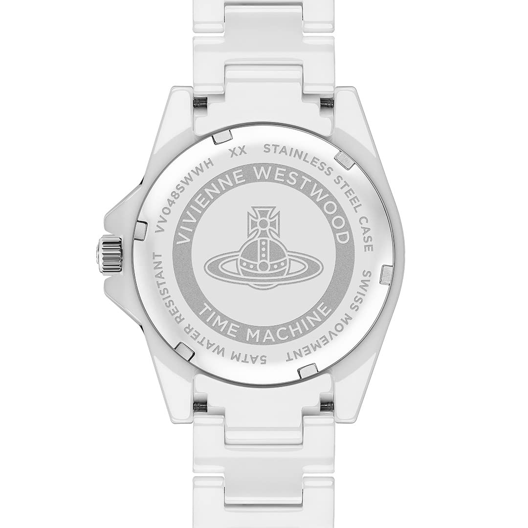 Vivienne Westwood Sloane Women's Quartz Watch with Glossy Ceramic Bracelet - Elegant Fashion Accessory for Office, Party & Everyday Wear
