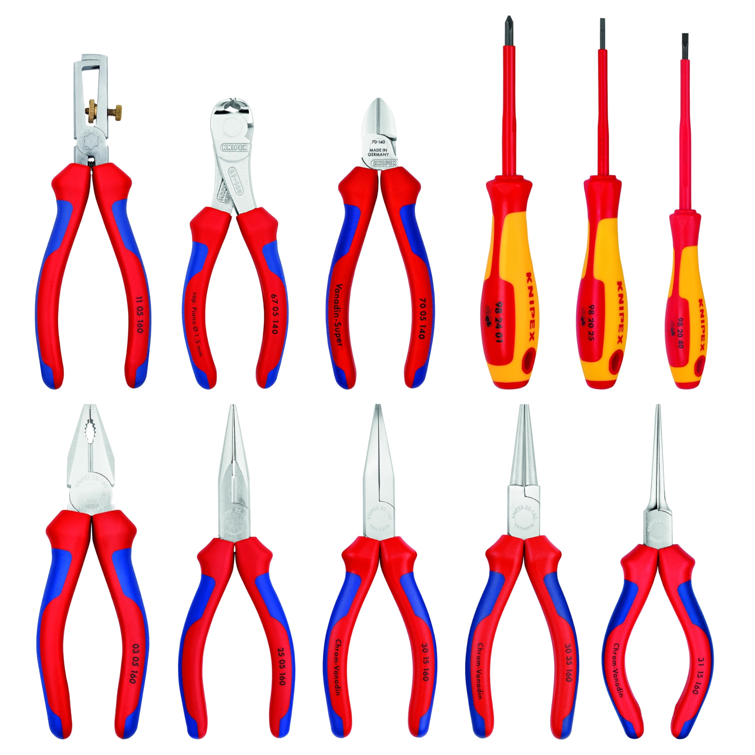 KNIPEX 11-Piece Pliers Set in Durable Tool Roll (1941) - Professional Mechanics Tool Kit for Automotive, Electrical & Home Repair