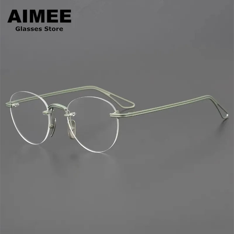 Aimee Women's Rimless Round Oval Titanium Eyeglasses 13439 - Lightweight & Durable Eyewear for Work, Reading & Everyday Fashion