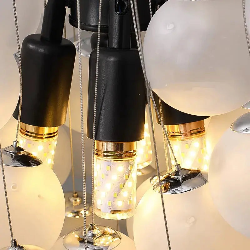 Modern White Glass Bubble Pendant Light - Elegant Indoor Ceiling Fixture for Dining Room, Kitchen Island, Bedroom & Living Room Decor