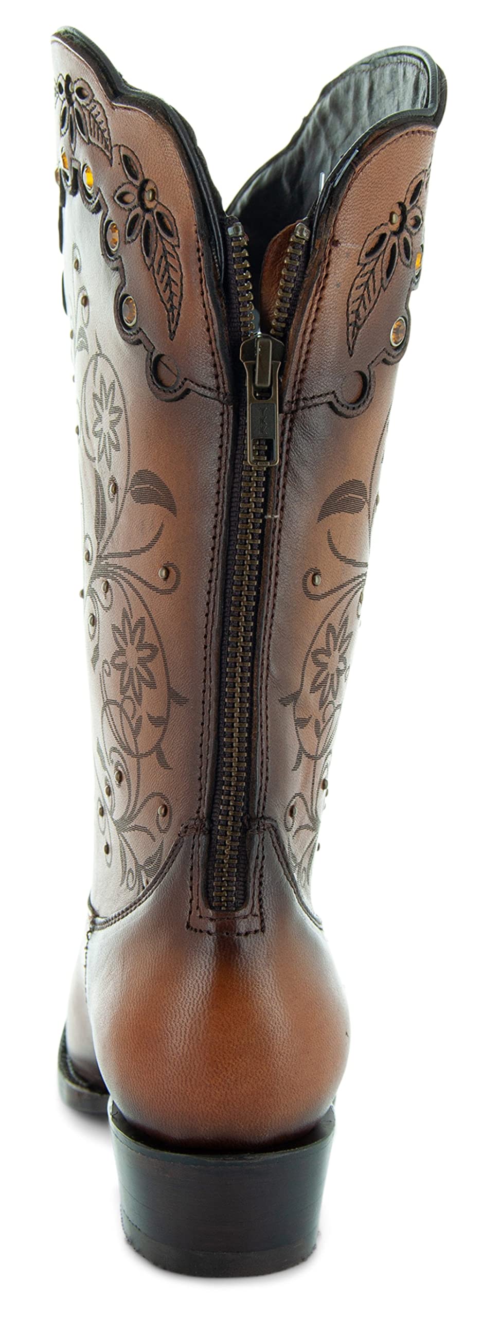Soto Women's Zippered Burnished Cowgirl Boots M50050 - Stylish Western Boots for Country Dancing, Rodeo & Casual Wear
