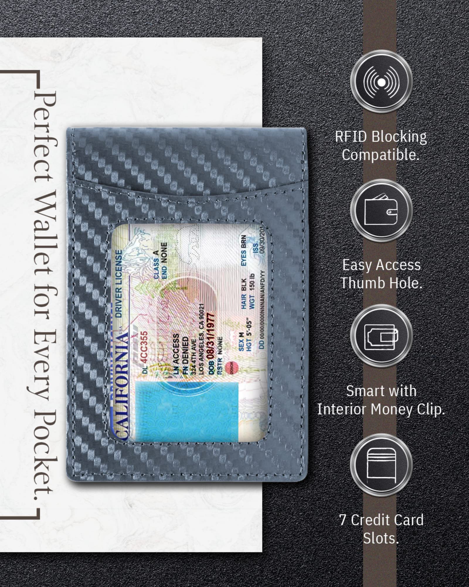 Premium Genuine Leather Men's Wallet with Money Clip - Slim RFID Blocking Bifold Front Pocket Wallet for Credit Cards & Cash | Ideal for Everyday Carry, Travel & Business Use