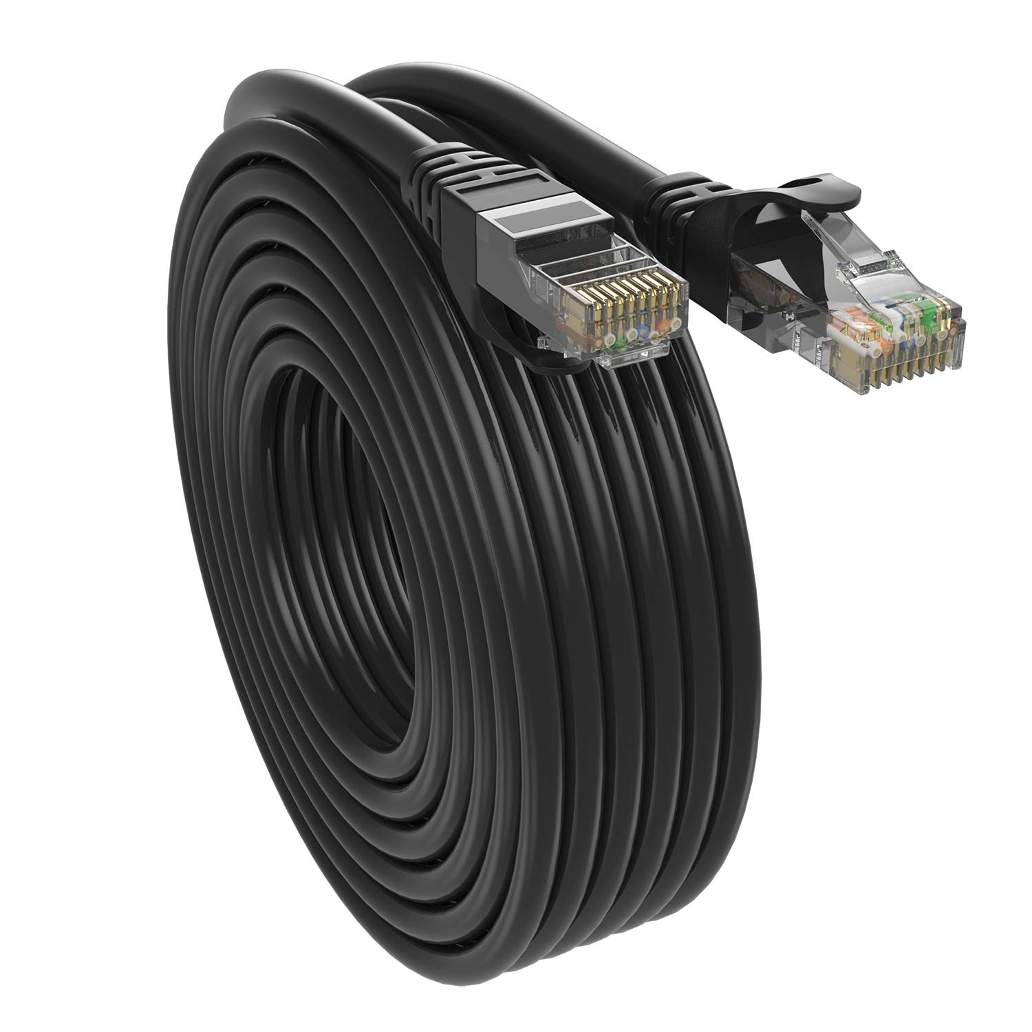 High-Speed SHD Cat6 Ethernet Cable (75 Feet) - UTP LAN Network Patch Cord for Gaming, Streaming & Office Use - Black