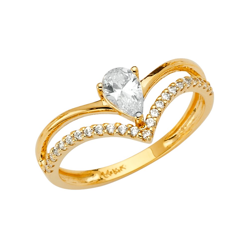 14K Solid Yellow Gold Right Hand Ring for Women - Elegant Statement Jewelry for Parties, Weddings & Everyday Wear