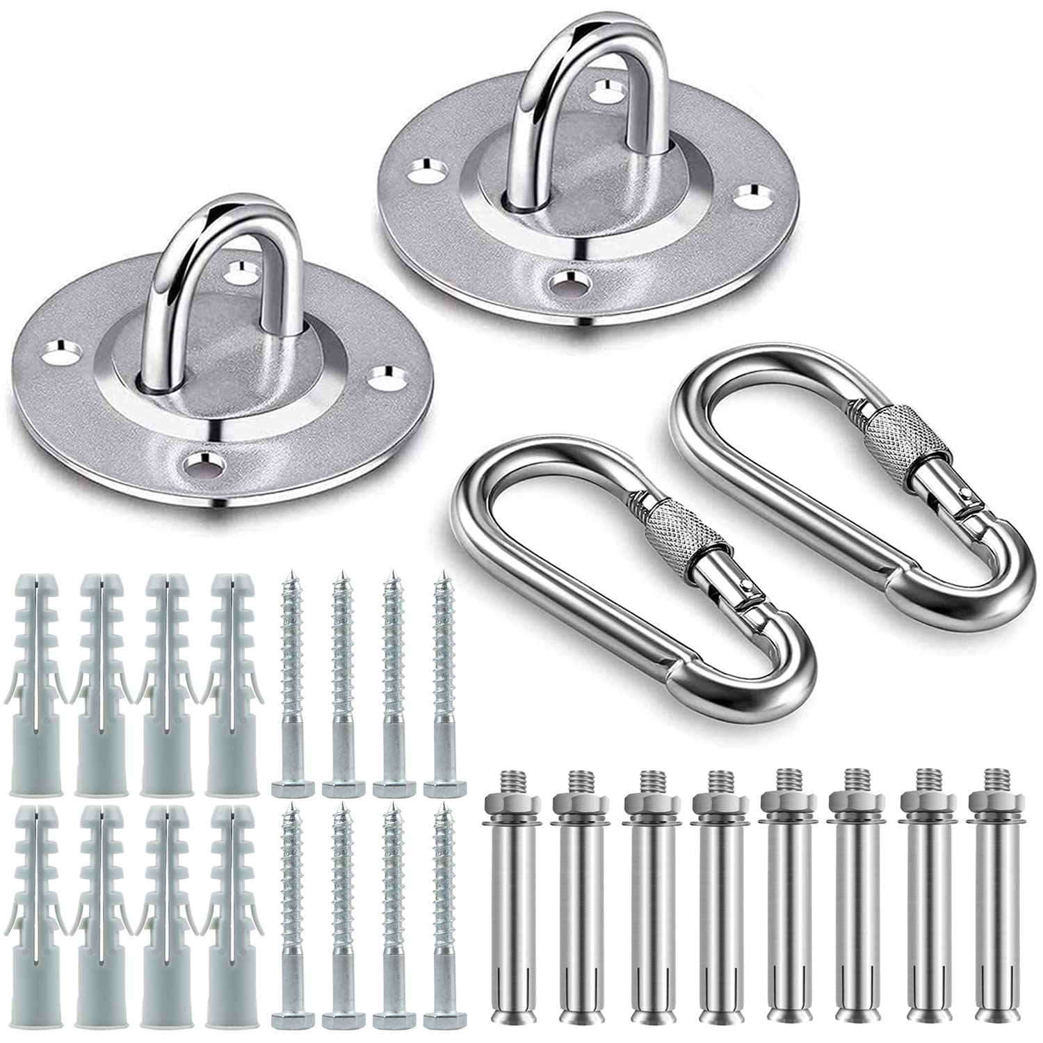 Powmag 2-Pack Stainless Steel Ceiling & Wall Hooks for Hanging Chairs - Heavy Duty Wall Anchor with Screws - Perfect for Hammocks, Swings, and Indoor/Outdoor Decor