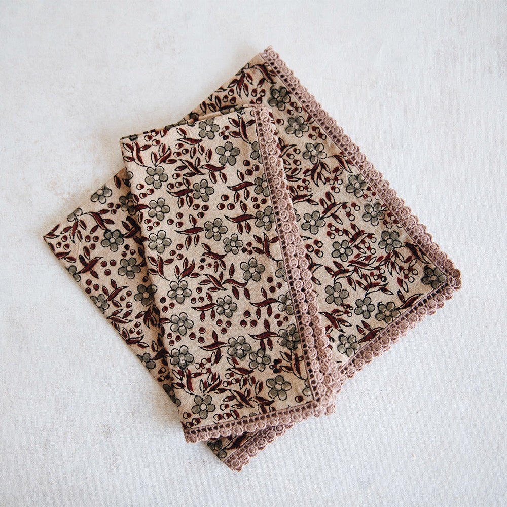 Hand Block Printed Cotton Table Linens - Organic & Eco-Friendly Table Runners, Placemats & Napkins for Dining Room & Wedding Decor