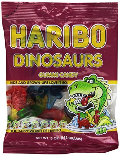Haribo Peg Bag Dinosaurs Gummy Candy - 12 Count Sugar Candy for Kids, Parties & Snacks - Perfect for Halloween, Birthdays & Movie Nights