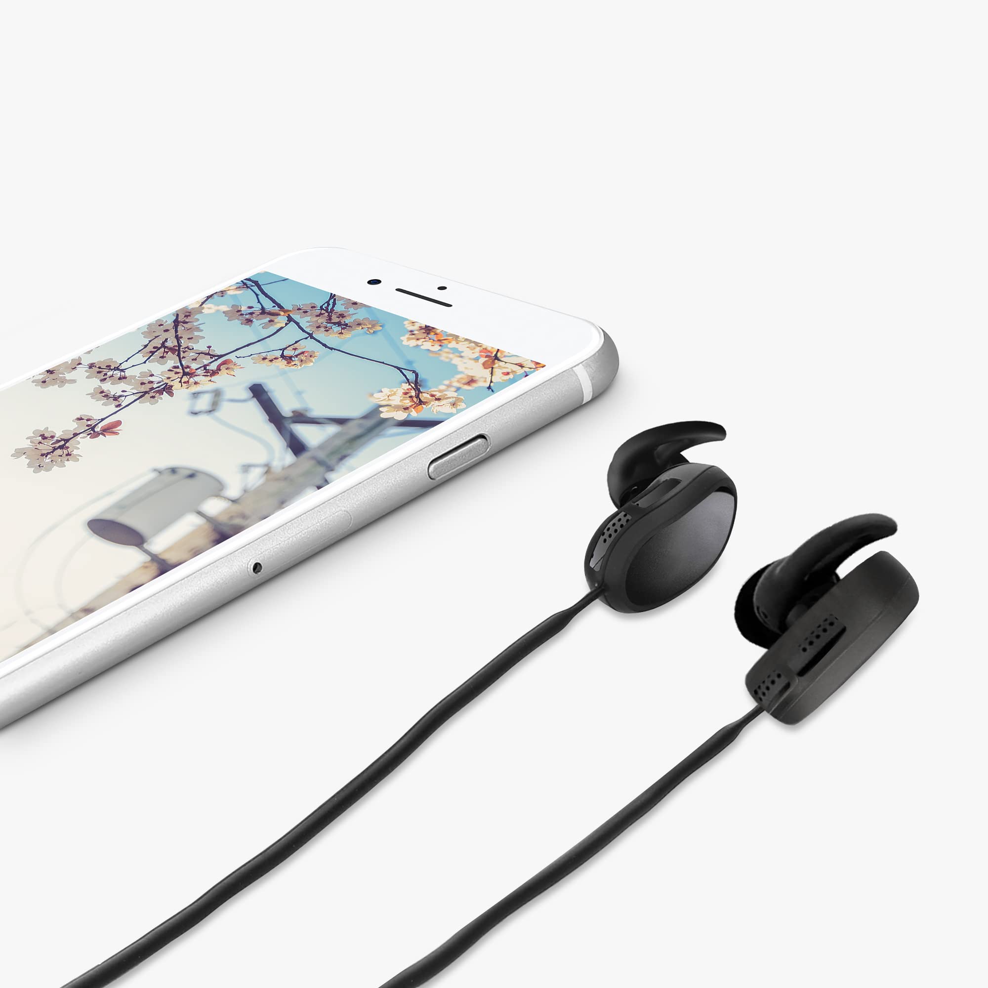 kwmobile Silicone Cord Holder Strap for Bose QuietComfort Earbuds - Secure Wireless Earphone Accessory - Black - Perfect for Running, Workouts & Travel
