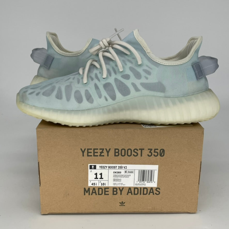 Adidas Yeezy 350 V2 Mono Ice Sneakers - Men's Size 11 & Women's Size 12.5 (GW2869) | Boost Comfort for Running, Gym & Casual Wear