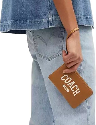 Coach Corner Zip Wristlet Crossbody Bag with Varsity Stripes - Stylish Wristlet Purse for Women, Perfect for Parties, Shopping & Everyday Use