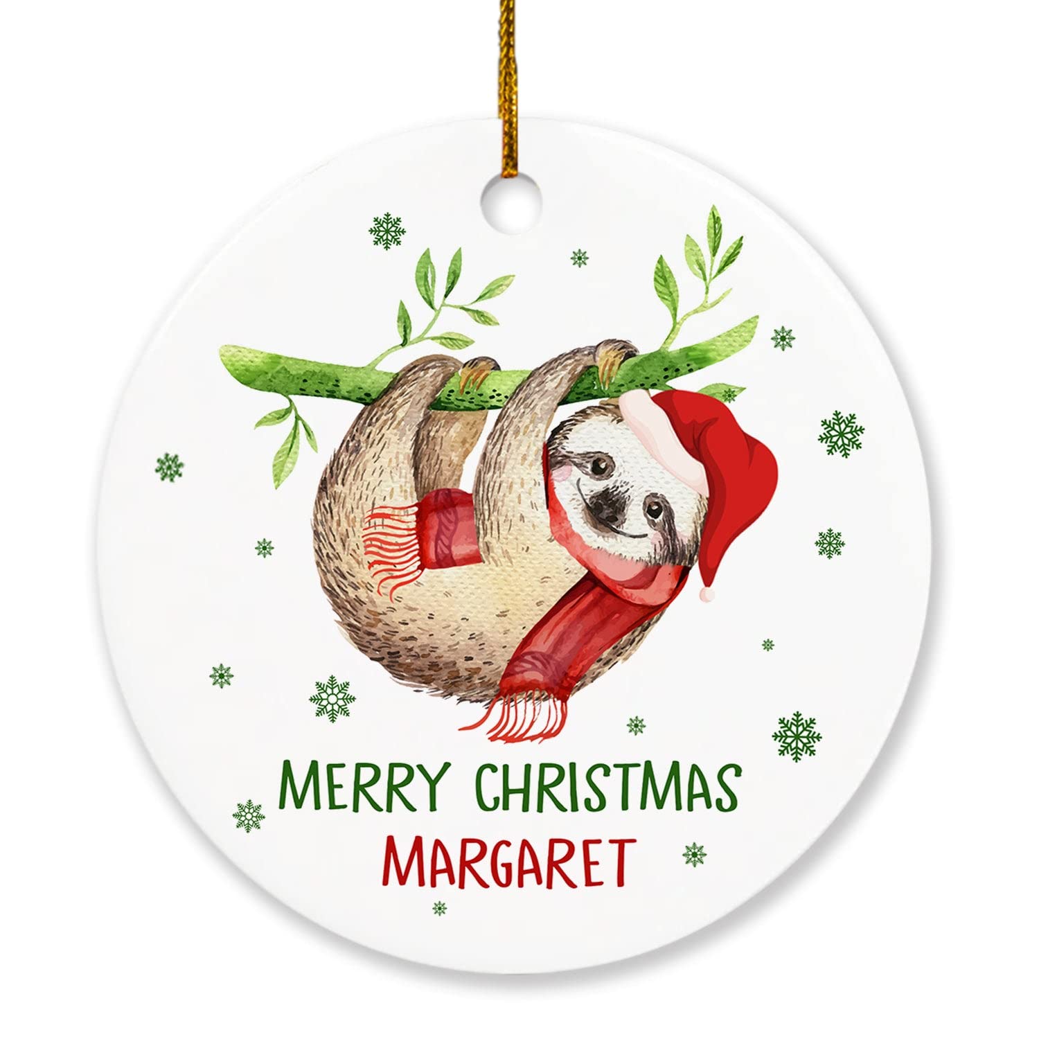 Personalized Sloth Christmas Ornament 2025 - Custom Sloth Holiday Tree Decoration - Merry Slothmas Gift for Animal Lovers - Perfect for Xmas Tree, Home Decor & Holiday Party Favors