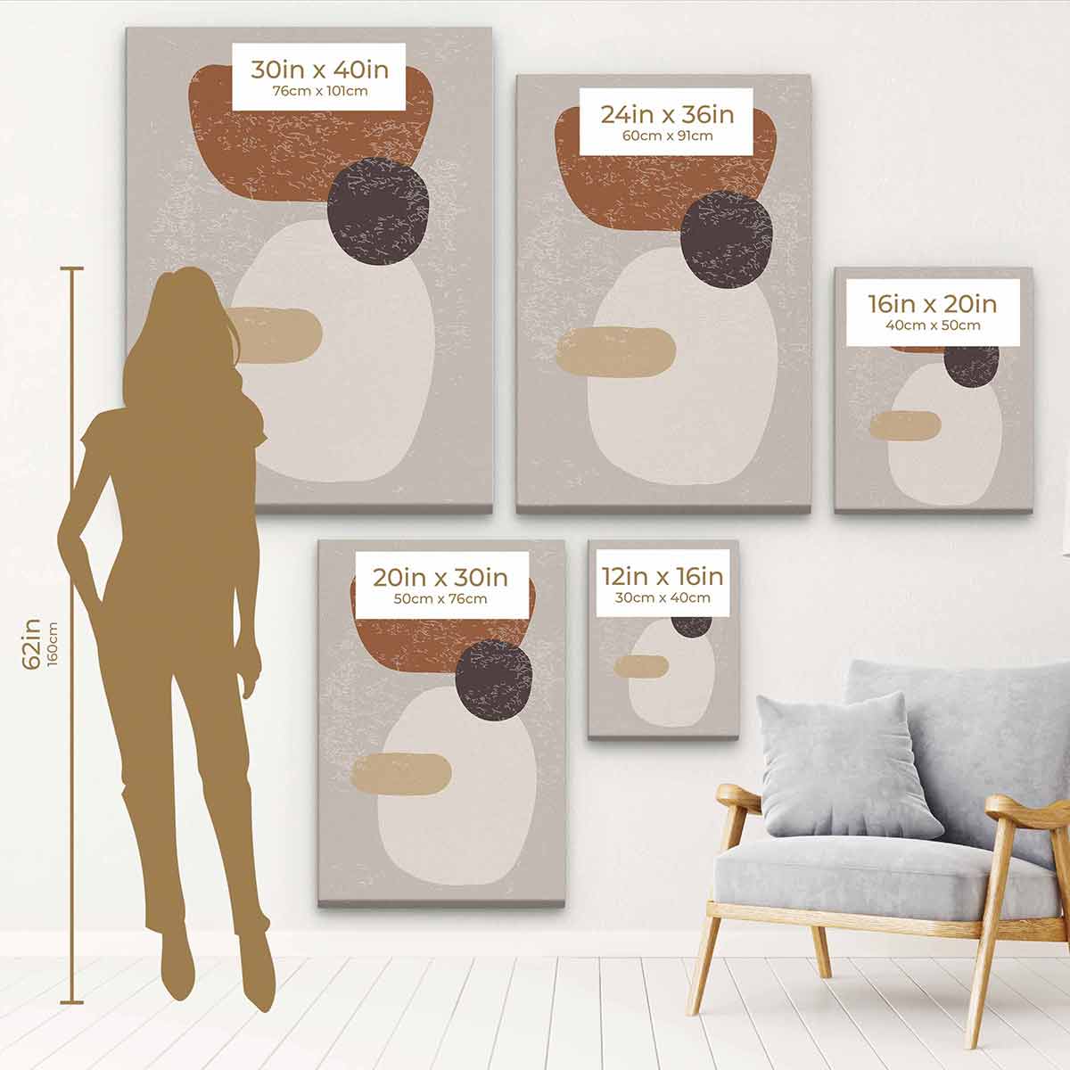 Abstract Brown Wall Art Canvas Painting - Modern Home Decor for Living Room, Bedroom & Office | 8424