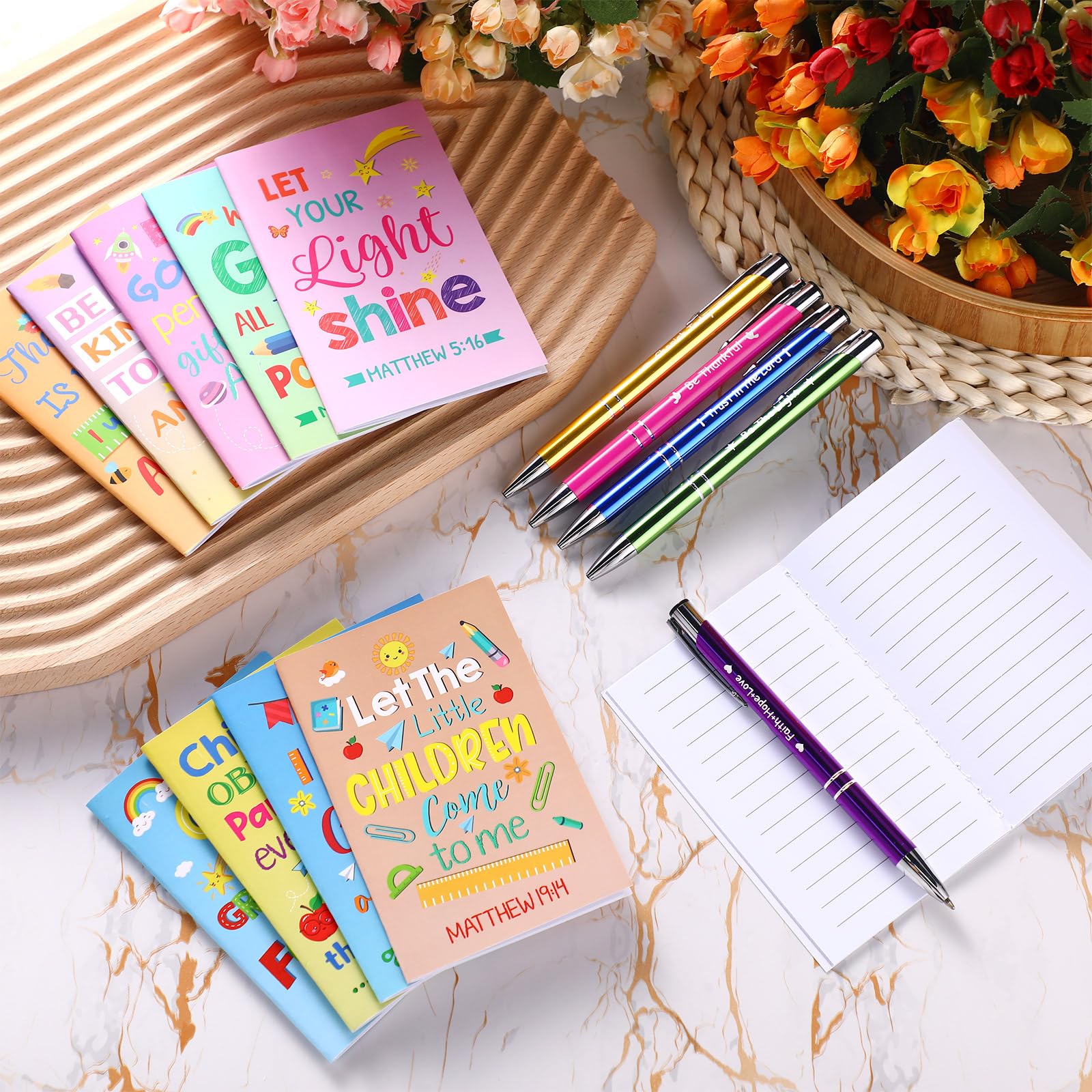 Fulmoon 40-Piece Christian Gift Set for Kids - Bulk Motivational Bible Verse Notebooks, Religious Ballpoint Pens & Inspirational Scripture Notepads - Perfect for School, Sunday School, Bible Study & Teacher/Student Gifts