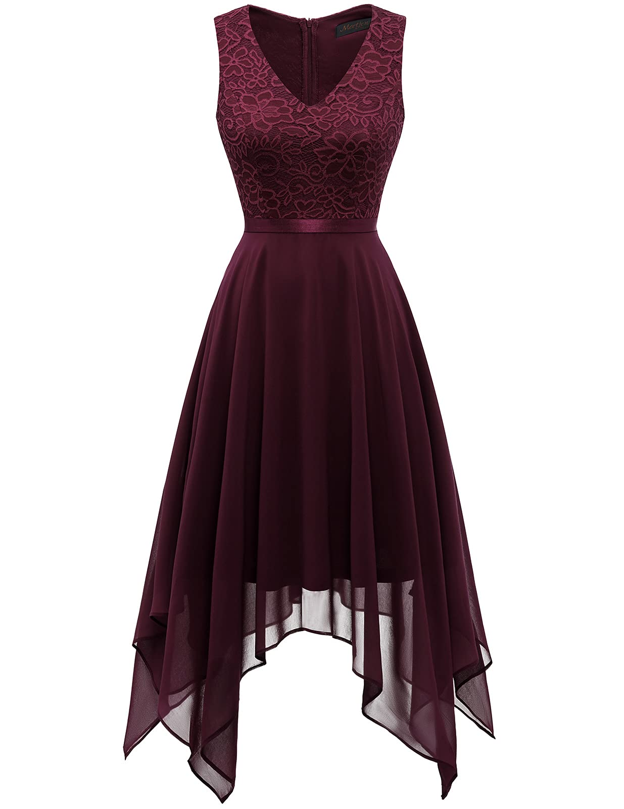 Vintage Floral Lace Cocktail Dress for Women - Elegant Asymmetrical Handkerchief Hem Swing Dress for Formal Occasions | Perfect for Weddings, Parties, and Evening Events