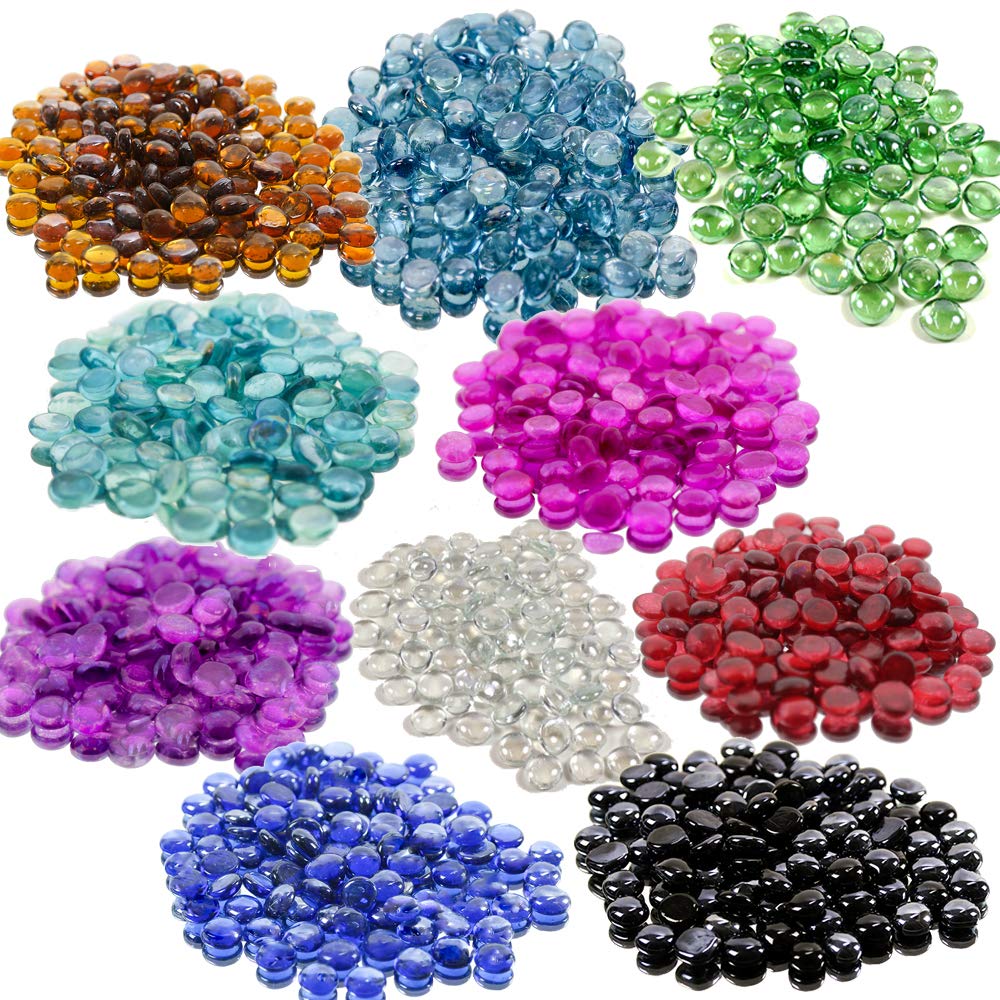 Premium WGV Flat Glass Marbles & Pebbles - 2lbs (200pcs) Black Crystal Rocks for Vase Fillers, Wedding Centerpieces, Home Decor, Aquariums & DIY Craft Projects