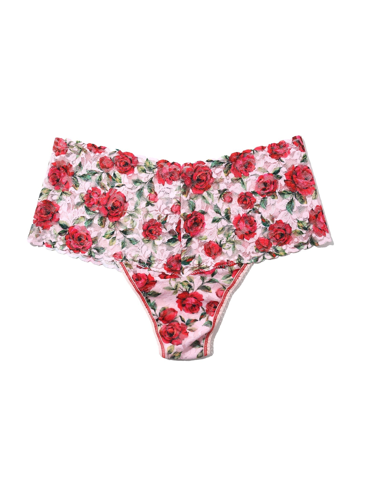 Vintage Printed Lace Thong Panties - Sexy Retro Underwear for Women - Perfect for Date Night, Boudoir & Special Occasions