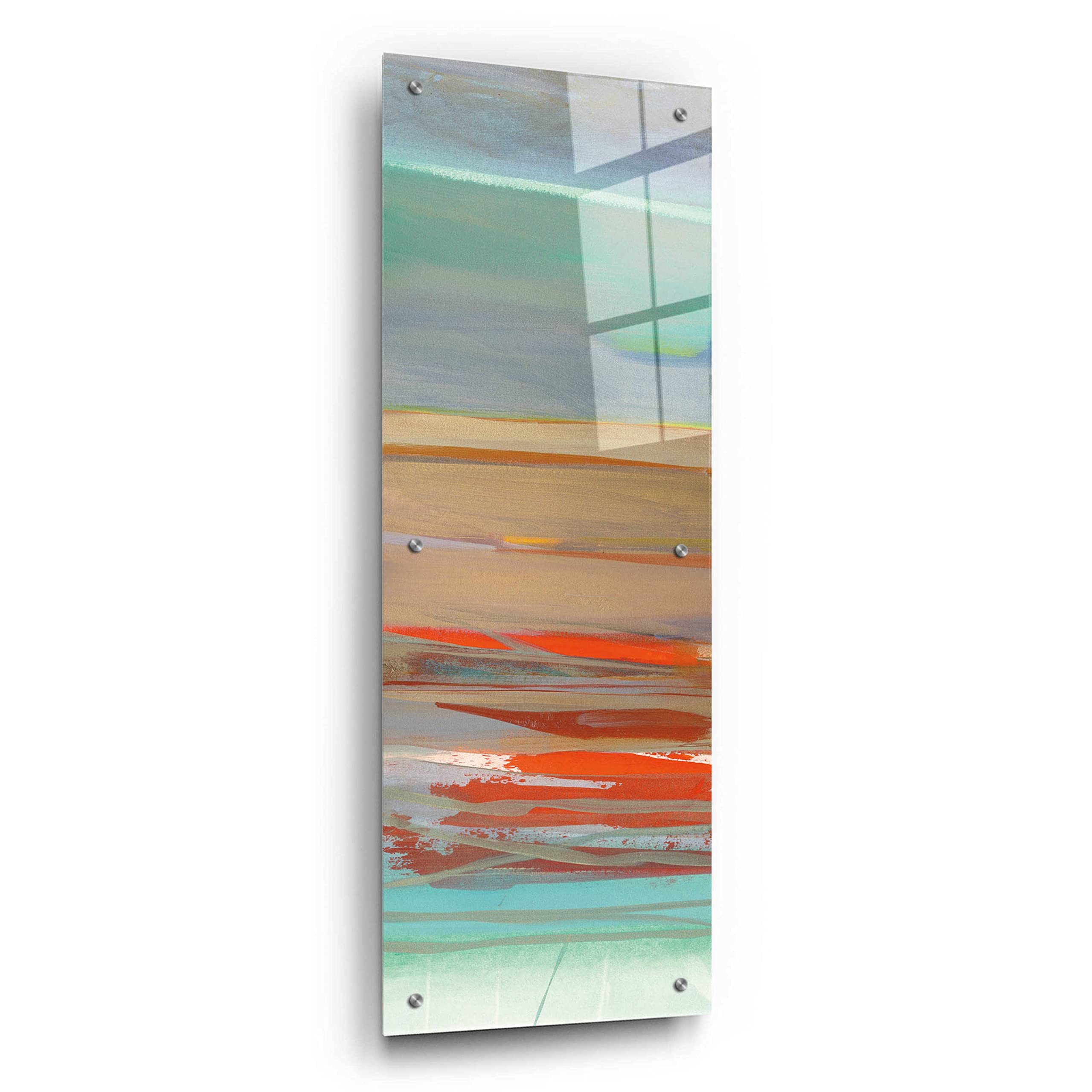 Epic Art 'Layers II' by Jo Maye - Modern Acrylic Glass Wall Art Painting 16x48 Inches - Perfect for Living Room, Bedroom & Office Decor