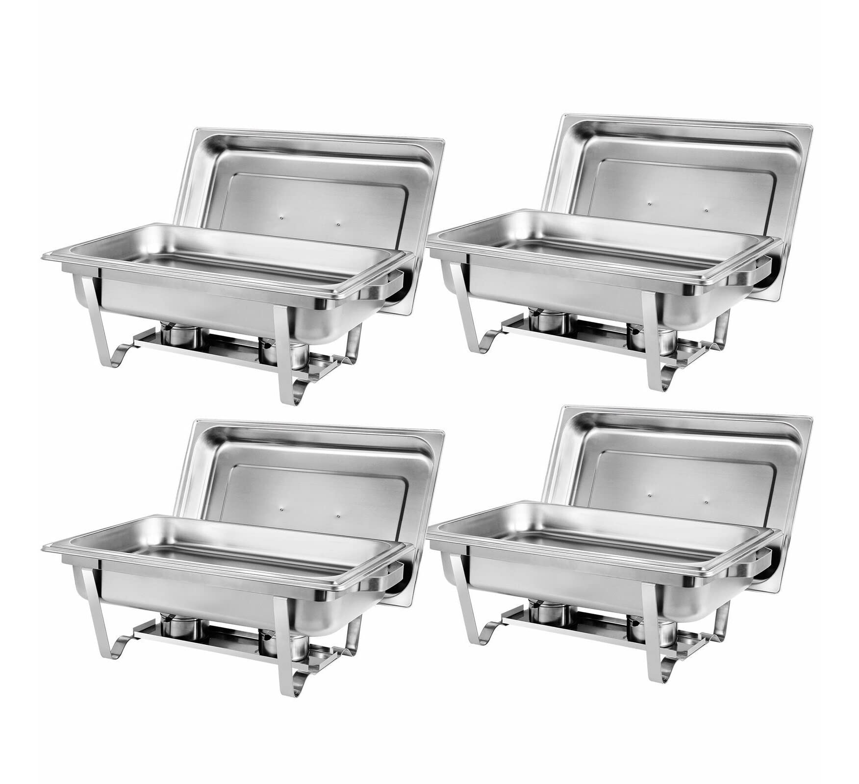 Premium Stainless Steel Buffet Chafing Dish Set - 4 Pack Full Size 8 Quart Rectangular Warming Trays for Catering, Parties & Events - Ideal for Buffets, Weddings, Banquets & Food Service