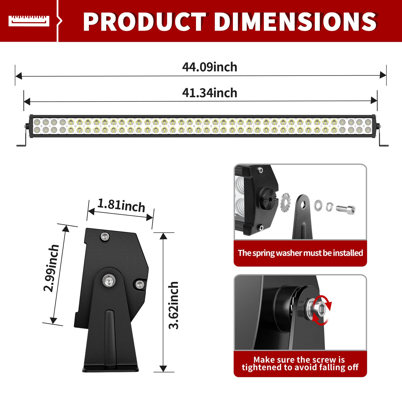 YITAMOTOR 42 Inch LED Light Bar - 400W Off Road Driving Light with Wiring Harness for Trucks, Jeeps, Pickups, 4WD, ATV, UTV, SUV, Boats - Waterproof Fog Lights for Night Off-Roading, Camping, Hunting & Emergency Use