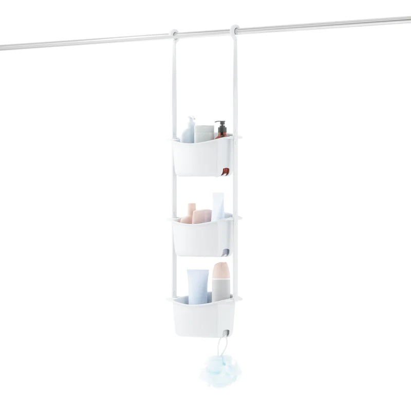 Flexible Shower Storage Bins - White | Bathroom Organizer for Shampoo, Soap & Toiletries | Perfect for Small Spaces & Apartment Living